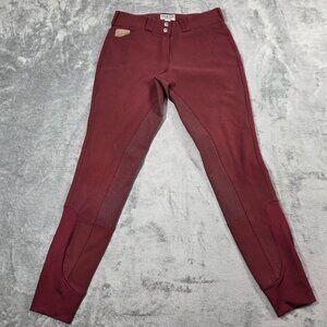 Dover Saddlery Breeches Womens 28 Burgundy Full Seat Stretch Denim Horse Riding